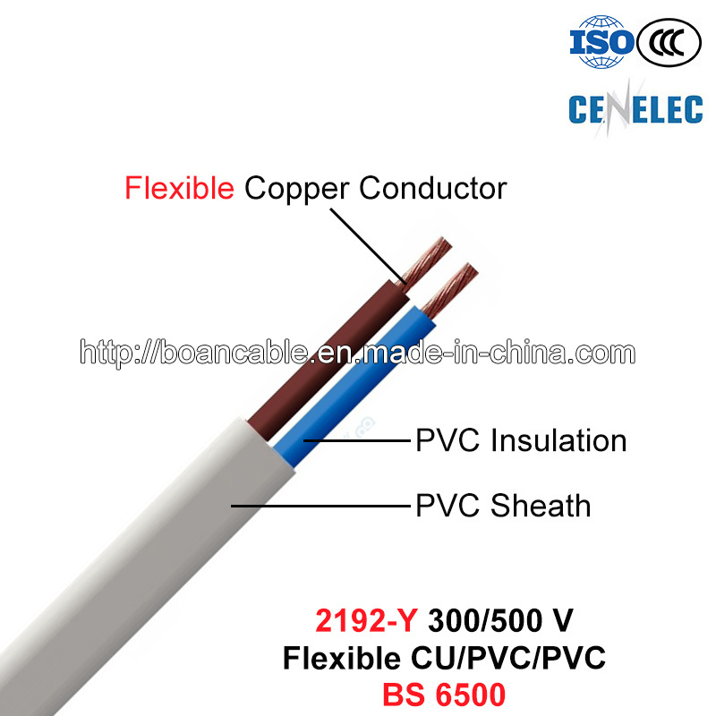 2192-Y, Electric Wire, 300/500 V, Flexible Cu/PVC/PVC Cable (BS 6500)