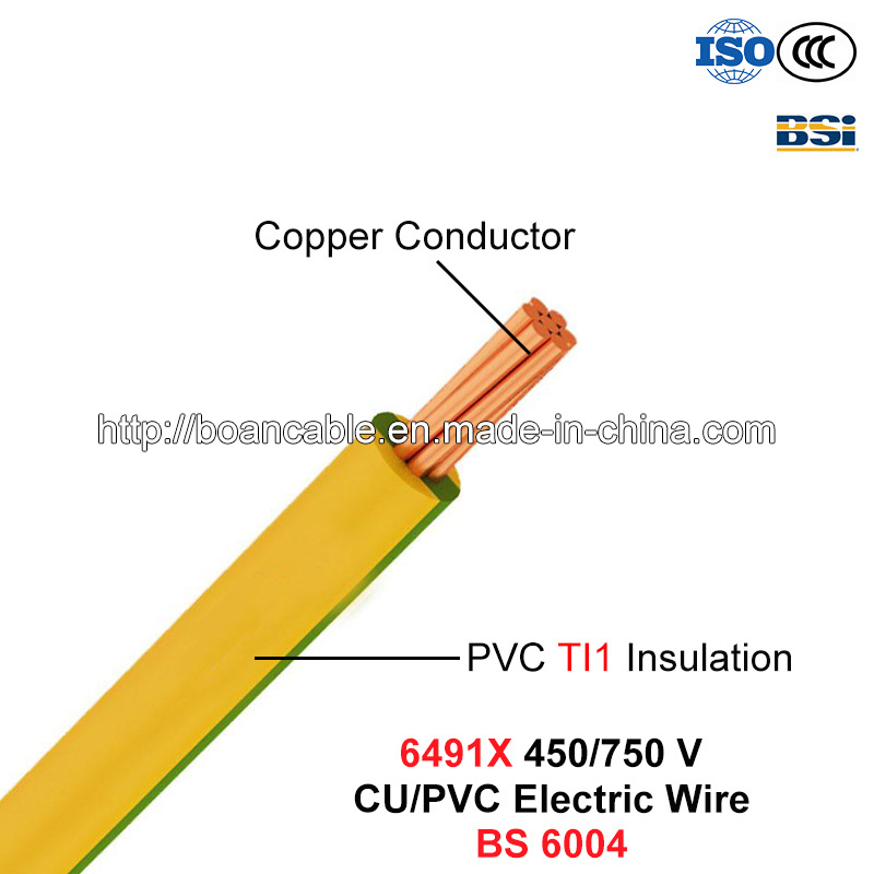 6491X, Electric Wire, House Wiring, 450/750 V, Cu/PVC Cable (BS 6004)