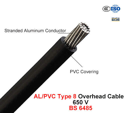 AAC/PVC Type 8, PVC Covered Conductors for Overhead Power Lines, 650 V (BS 6485)