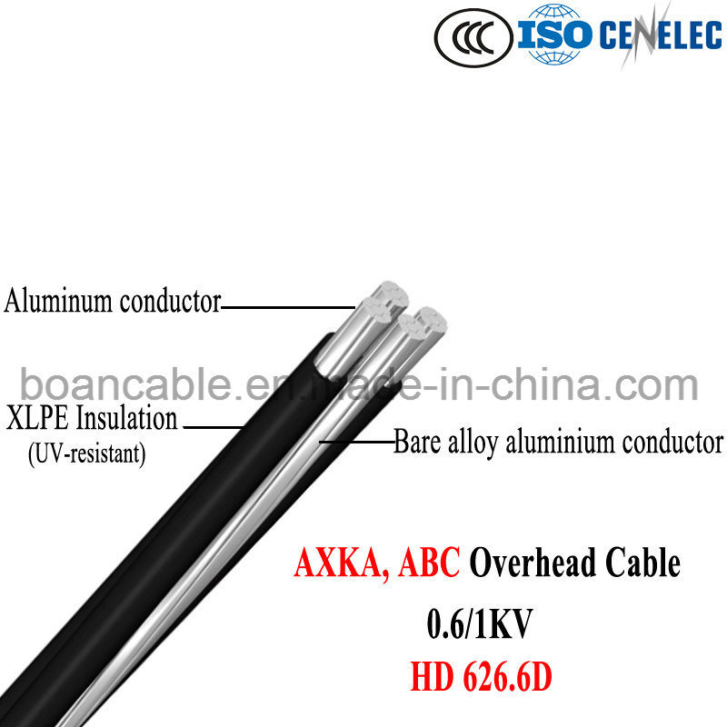  Axka, Al-Leiter, UV-XLPE Isolierung, ABC-obenliegendes Kabel, 0.6/1kv, HD 626.6D