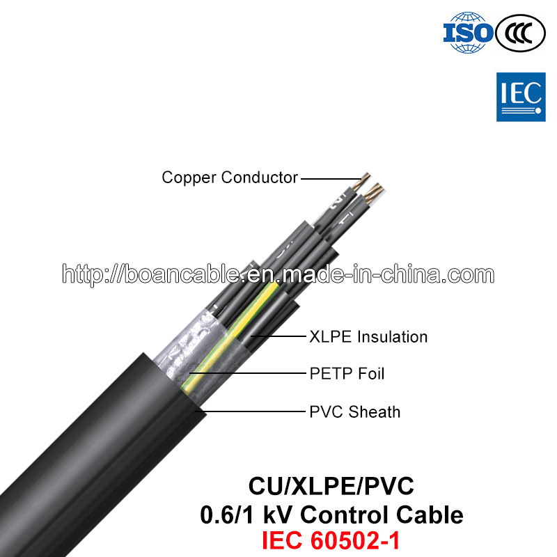  Cu/XLPE/PVC, câble de commande de polyéthylène réticulé, 0.6/1 kv (IEC 60502-1)