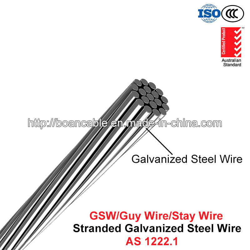 Gsw, Galvanized Steel Wire, Guy Wire, Stay Wire, Zinc Steel Wire (AS 1222.1)