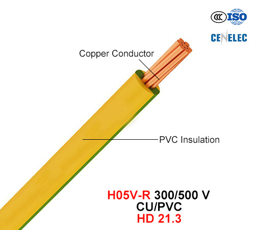  H05V-R, elektrischer Draht, 300/500 V, Cu/PVC isolierte Kabel (HD 21.3)