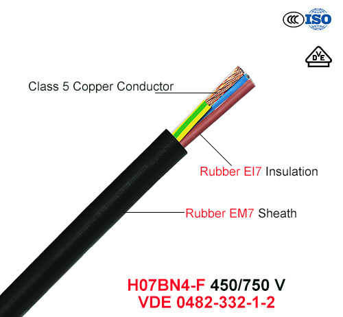 H07bn4-F, 450/750 V, Flexible Rubber Cable (VDE 0482-332-1-2)