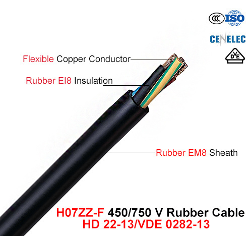 H07zz-F, Rubber Cable, 450/750 V, Flexible Rubber Cable (VDE 0282-13)