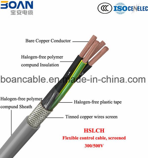 Hslch, Control Cable, Flexible, Halogen-Free Signal Cable with Concentric Productive Cu Conductor. 300/500V,