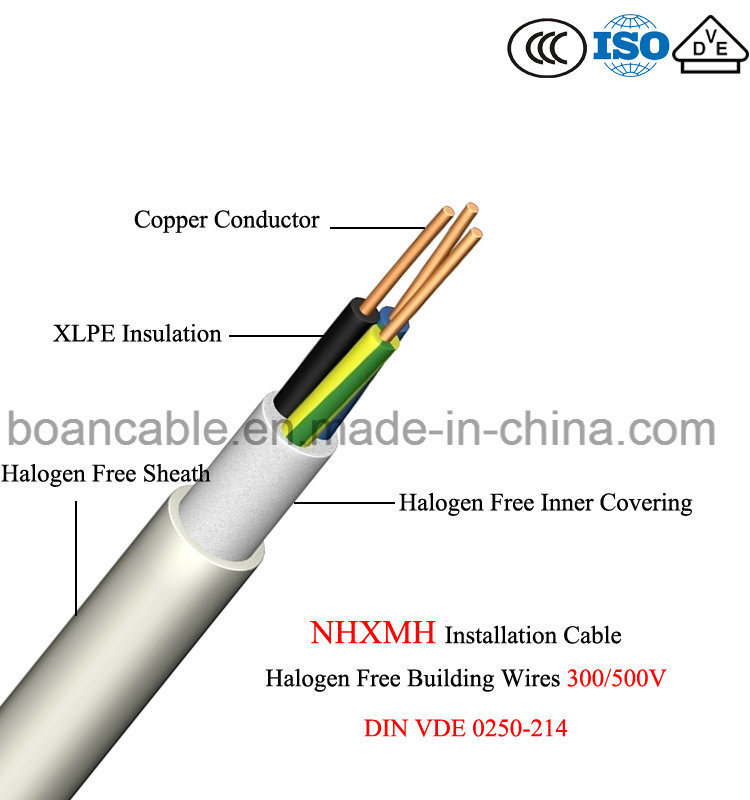  Nhxmh, fils de construction sans halogène&Câbles, 300/500V, la norme DIN VDE 0250-214