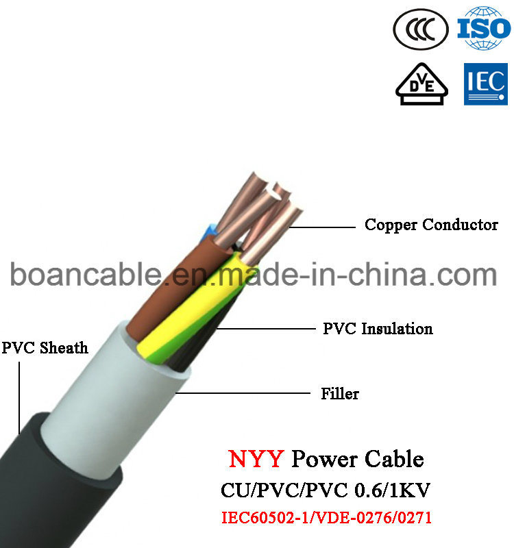  Nyy, cavo elettrico di Cu/PVC/PVC, 0.6/1kv, IEC/VDE,