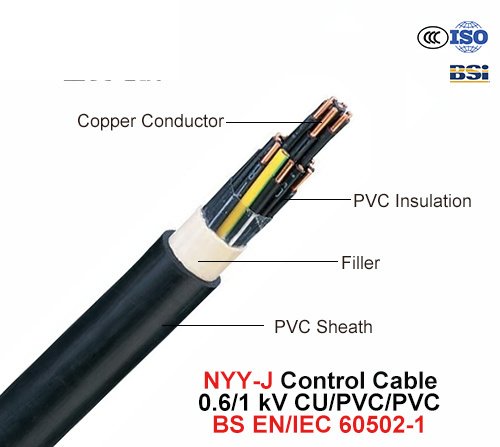  Nyy-J, Power/Cable de control, 0.6/1 Kv, Cu/PVC/PVC (BS EN/IEC 60502-1)