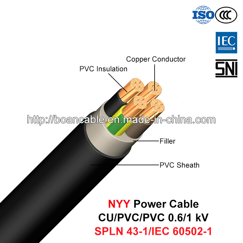 Nyy, Low Voltage Power Cable, 0.6/1 (1.2) Kv, Cu/PVC/PVC (SPLN 43-1/IEC 60502-1)