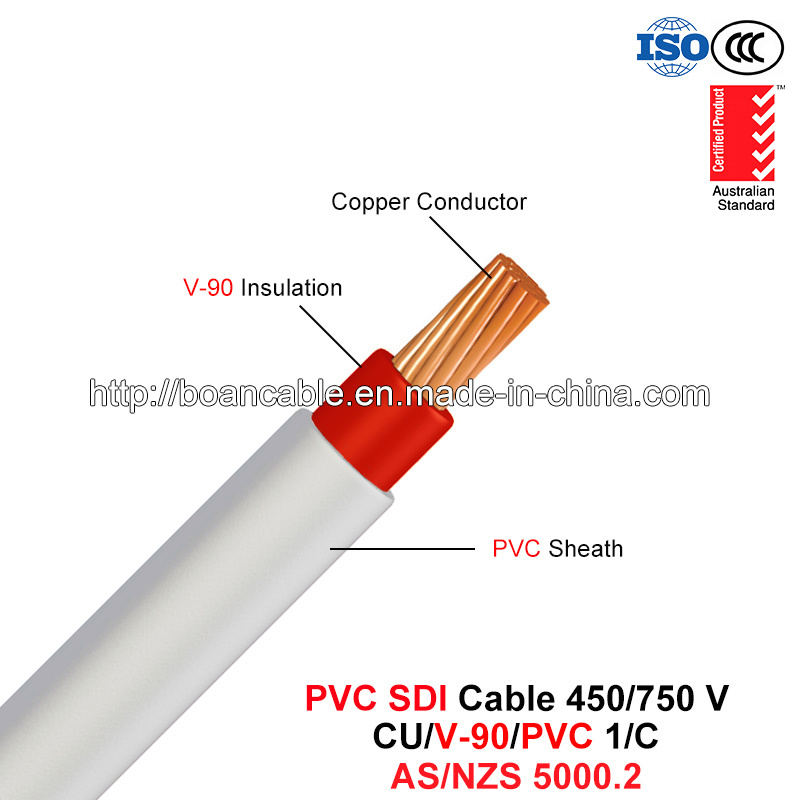 PVC Sdi Cable, 450/750 V, 1/C, Australian Cu/V-90/PVC Power Cable (AS/NZS 5000.2)
