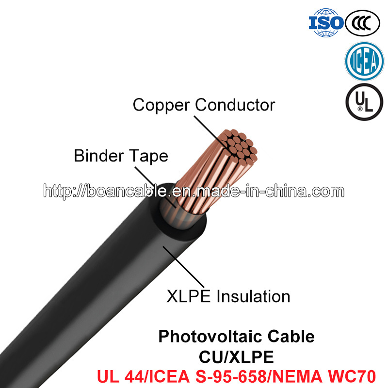 Câble photovoltaïque, câble d'alimentation, Cu/XLPE (UL 44/l'ICEA S-95-658/NEMA WC70)