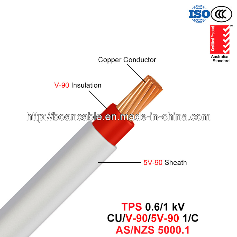  Câble cuivre TPS, isolation PVC Câble d'alimentation, 1/C, 0.6/1 Kv (EN TANT QUE. NZS 5000.1)