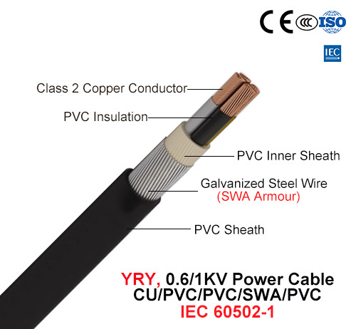 Yry, Power Cable, 0.6/1 Kv, Cu/PVC/PVC/Swa/PVC (IEC 60502-1)