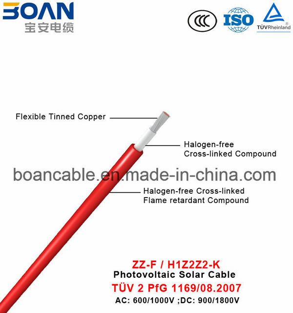 Zz-F/H1z2z2-K/PV1-F Photovoltaic Solar Cable, PV Cable, TUV 2 Pfg 1169/08.2007, 0.6/1kv