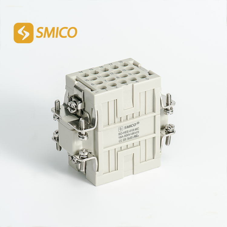 HEE-018-MC/FC Copper Alloy Material 16A 500V 18 Pins Heavy Duty Connector