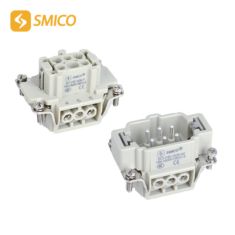 
                                 HE-006-M/F 6-poliger Stecker für industrielle Steckdosen, Smico, Hochleistungssteckverbinder                            