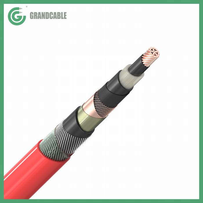 
                                 20.3/35kV 42kV de N2XSYR(A)Y 1X95mm2/CU/XLPE CWS/CTS/PVC/AWA/PVC MV Cable de alimentación                            