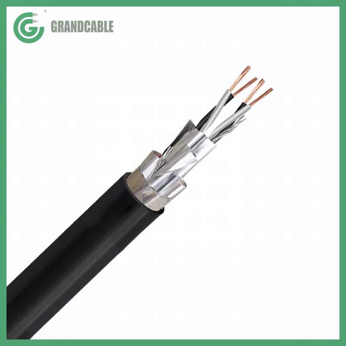 2X2X0.75mm2 Twisted Pair PE Insulated Aluminum Foils Polyster Individual and Overall Screened PVC sheathed Instrumentation Cable 300/500V