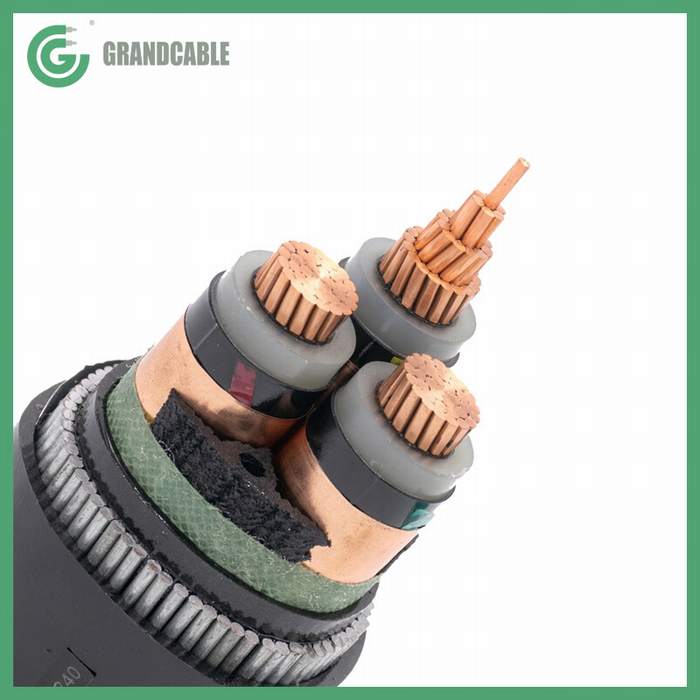 3Cx185mm2 XLPE Insulated Copper Tape Screened Galvanized Steel Wire Armored Power Cable 33kV