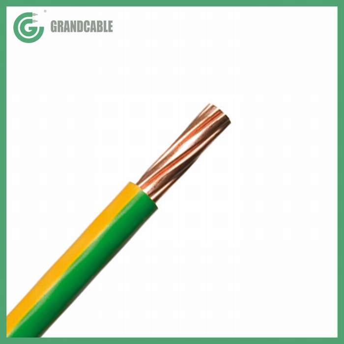 
                                 Bâtiment de type de fil de cuivre THW 50mm2 cable multibrins isolés en PVC vert avec bande jaune isolement                            