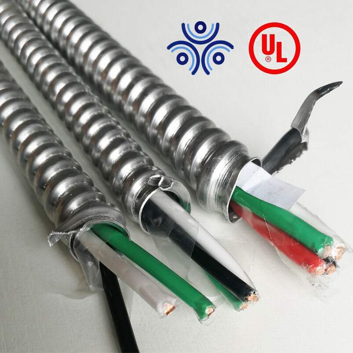 Building Wire House Wire UL Mc Cable Aluminum Alloy Armor 12/2 12/3 AWG Cable
