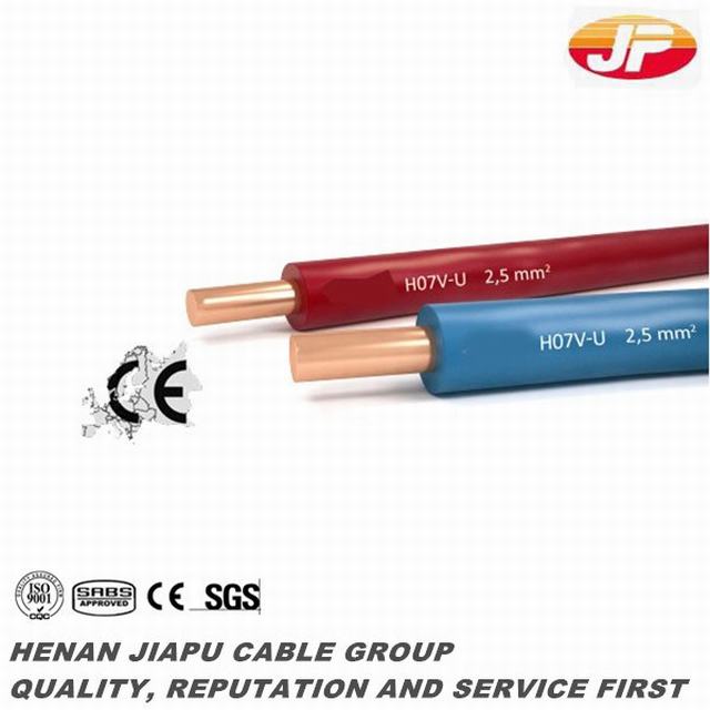  El cable eléctrico de cobre de un solo núcleo H07V-U.