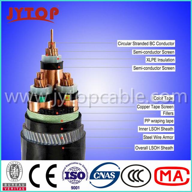 11kv de alambre de acero de cable de cobre del cable blindado 3x95mm