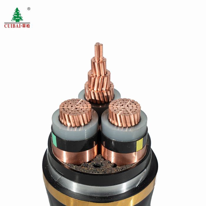 26/35kv Three-Core High Voltage Chemical Plants Refinery Hv Waterproof XLPE Insulated Black Copper/Cu Screen Power Cable