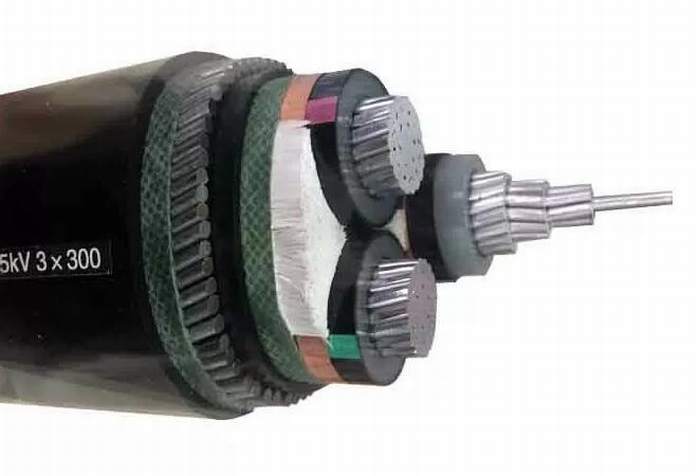 
                                 8.7/15kv 3X300sqmm fio de aço cabo de alumínio blindado Yjlv32 Al/XLPE/Swa/PVC cabos blindados de energia                            