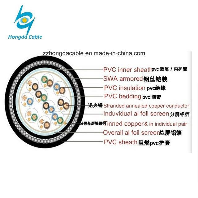 10 Pair Cu Drain Wire XLPE Is OS Swa LSZH Armoured Instrumentation Cable