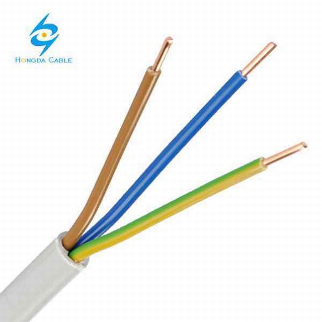  3 Core Nym-J 3X2, 5 câble d'alimentation d'installation en PVC