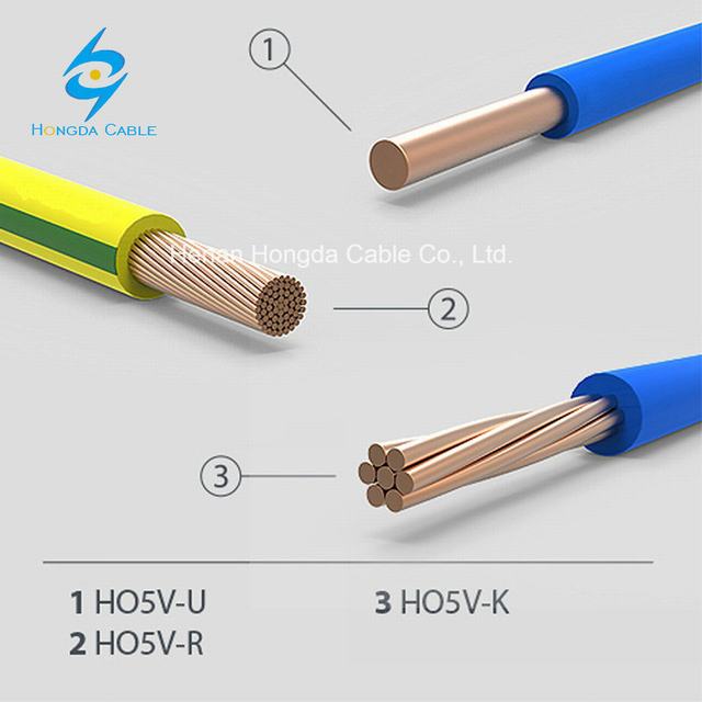  Câble de fil isolé par PVC de l'en cuivre H05V-U H05V-R H05V-K de certificat de la CE