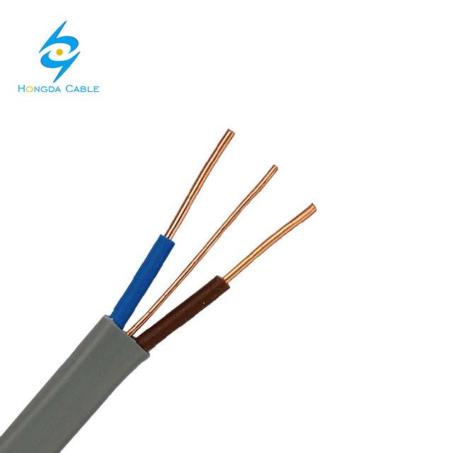 
                                 Câble plat flexible Cooper à plat sur le fil électrique TPS PVC 3 Core 2+E Solid1.5mm 2.5mm                            