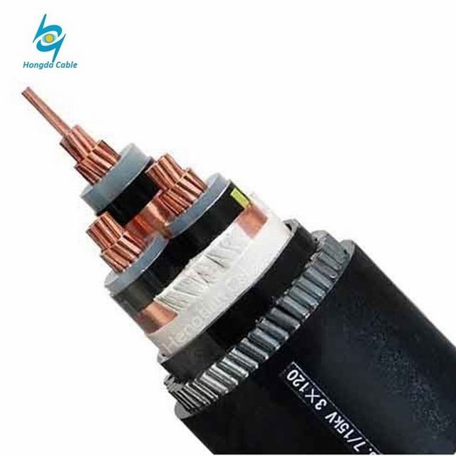  11kv de tensión media de 240 mm2 aislamiento XLPE de cobre blindado el cable de alimentación de alambre de acero