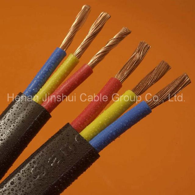  Conducteur en cuivre Gaine en PVC 3 Core câble plat flexible