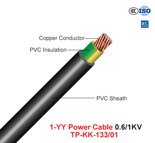  1-Yy, Power Cable, 0.6/1 chilovolt, 1/C, Cu/PVC/PVC (TP-KK-133/01)