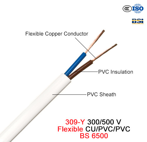  309-Y, электрический провод, 300/500 В, гибкая Cu/PVC/PVC (BS 6500)