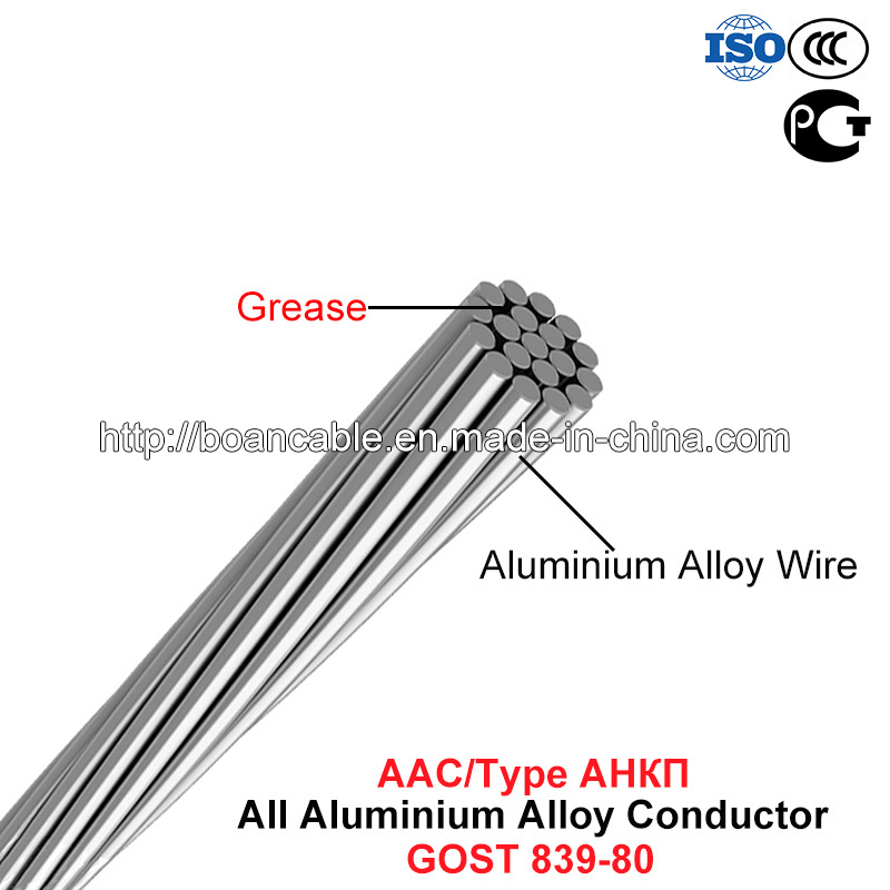  Tipo de conductor, AAAC Ankp, todo conductor de aleación de aluminio (GOST 839-80)