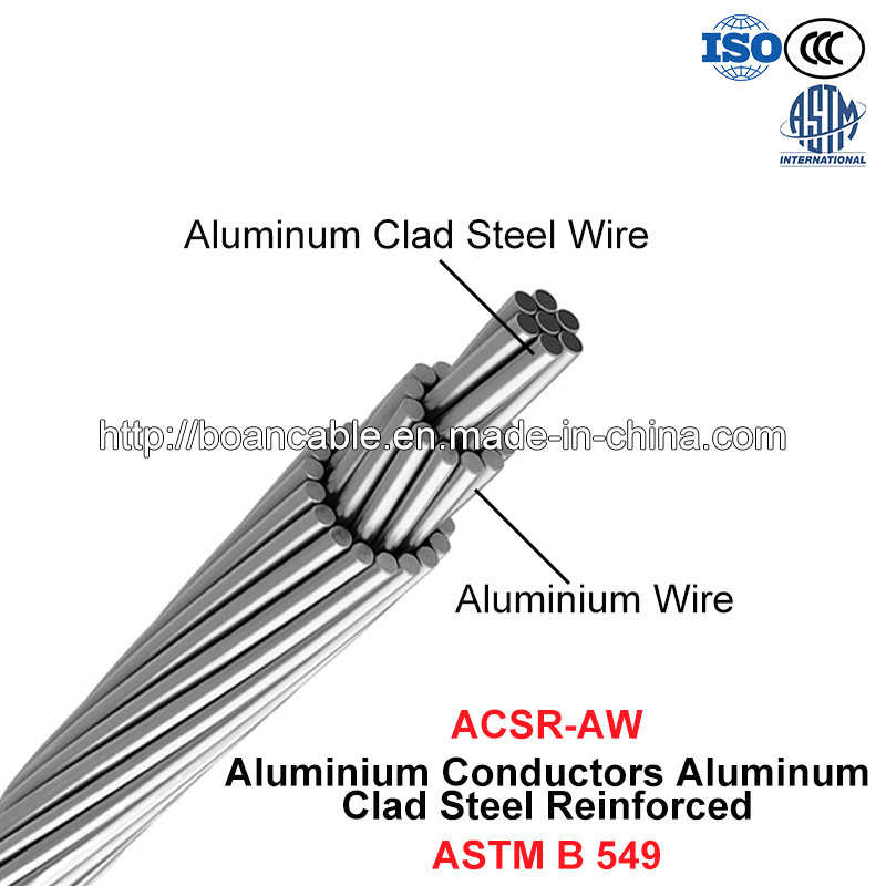  ACSR/AW, les conducteurs en aluminium renforcé en acier à revêtement aluminium (ASTM B 549)