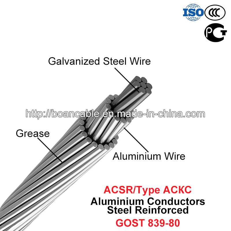  ACSR, tipo ASX, All-Greased los conductores de aluminio reforzado de acero (GOST 839-80)