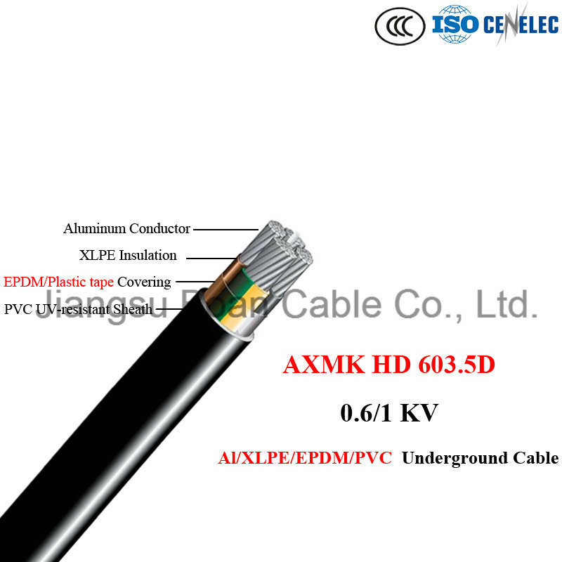  Axmk, cavo sotterraneo di Al/XLPE/EPDM/PVC, 0.6/1kv, HD 603.5D