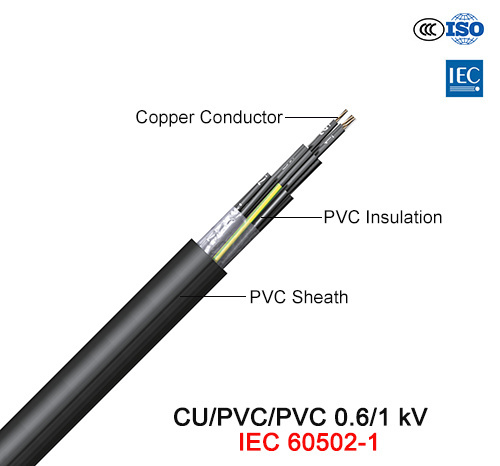  Cu/PVC/PVC, Cable de control, 0.6/1 Kv (IEC 60502-1)
