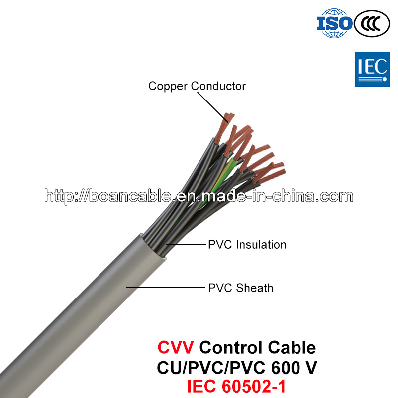  Cabo de comando, Cvv, 600 V, Cu/PVC/PVC (IEC 60502-1)