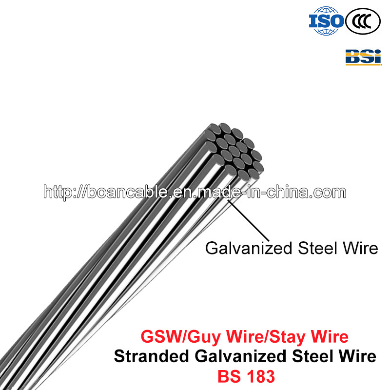  A Gsw, Guy Wire permanecer Fio, fio de aço, aço galvanizado irrecuperáveis (BS 183)
