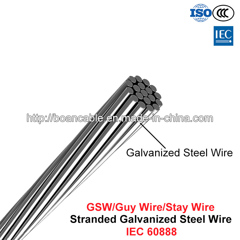  A Gsw, Guy Wire permanecer arame, fio de aço Zinc-Coated (IEC 60888)