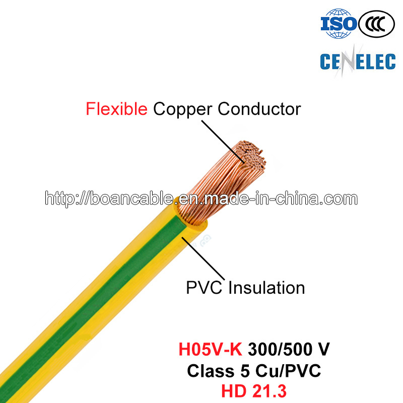  H05V-K, Casa de cableado, Cable Eléctrico, 300/500 V, de la Clase 5 Cu/PVC de alta definición (21.3)