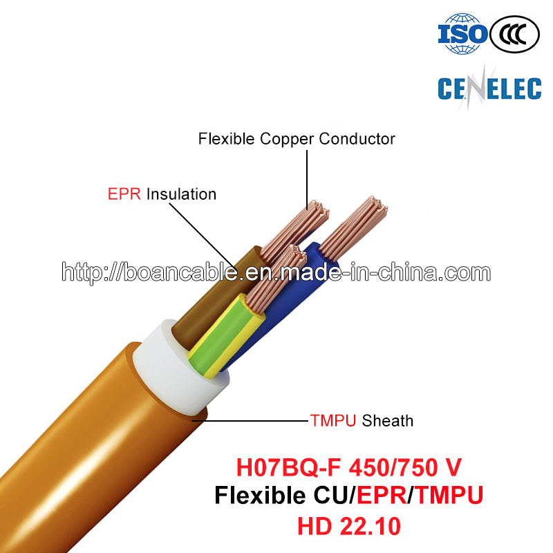  H07bq-F, cavo di gomma, 450/750 di V, Cu/Epr/Tmpu flessibile (HD22.10)