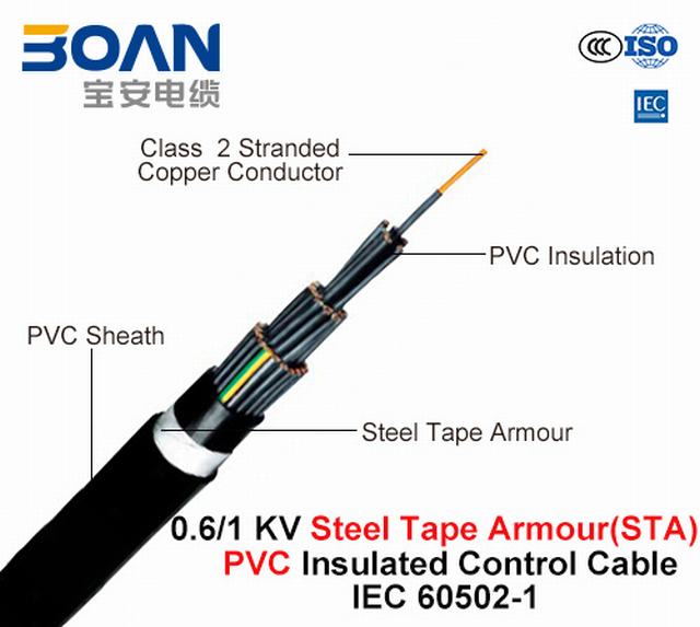 
                                 Niederspannung, Cu/XLPE/Sta/PVC, Stahlband-gepanzertes Energien-Kabel (Iec 60502-1)                            