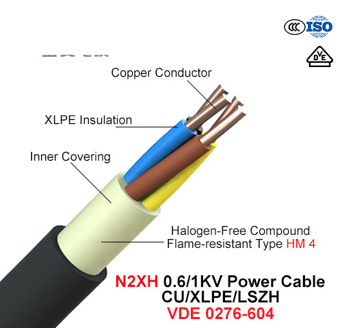  N2xh, cavo elettrico, 0.6/1 chilovolt, Cu/XLPE/Lszh (VDE 0276-604)